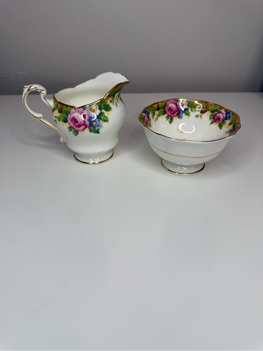 Vintage Paragon Tapestry Rose Creamer Sugar Bowl Fine Bone China England
